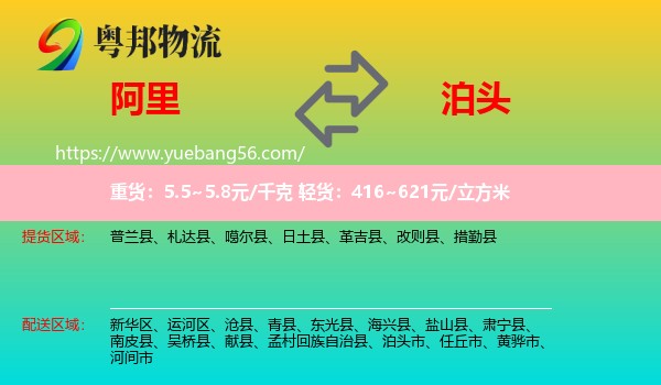 阿里到泊頭市物流