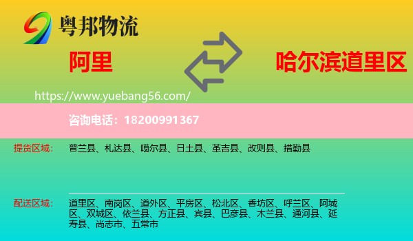 阿里到道里區(qū)物流