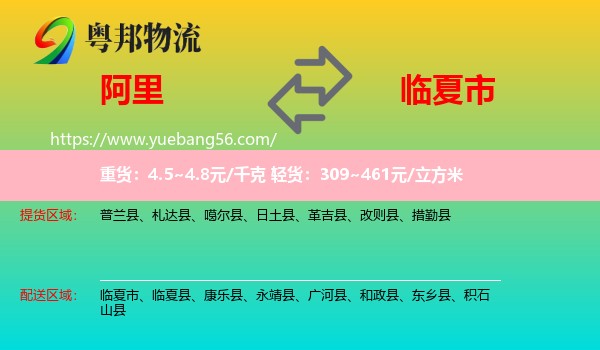 阿里到臨夏市物流