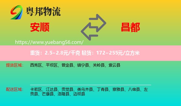 安順到昌都物流