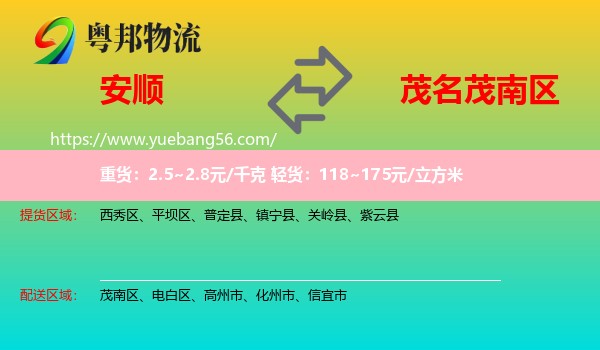 安順到茂南區(qū)物流