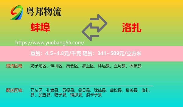 蚌埠到洛扎縣物流