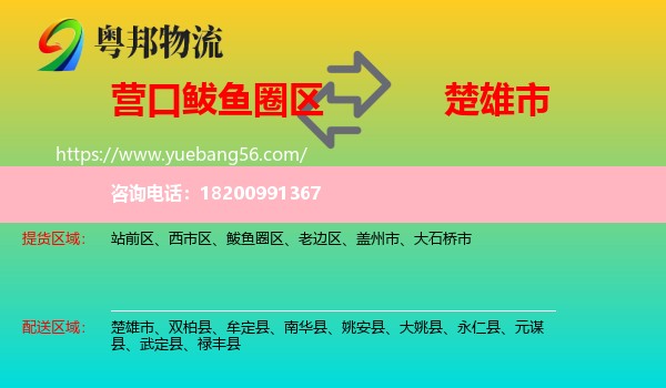 鲅魚(yú)圈區(qū)到楚雄市物流