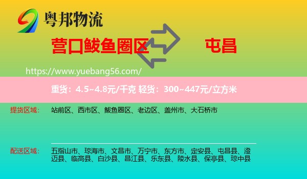 鲅魚圈區(qū)到屯昌縣物流
