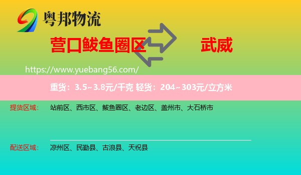 鲅魚圈區(qū)到武威物流