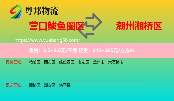鲅魚圈區(qū)到湘橋區(qū)物流