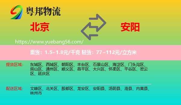 北京到安陽物流