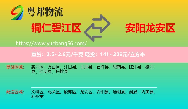 碧江區(qū)到龍安區(qū)物流