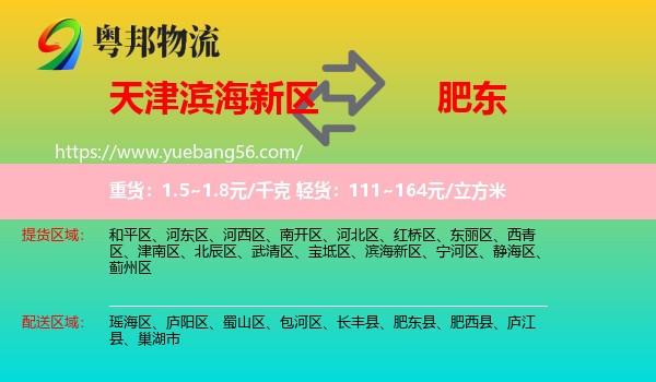 濱海新區(qū)到肥東縣物流