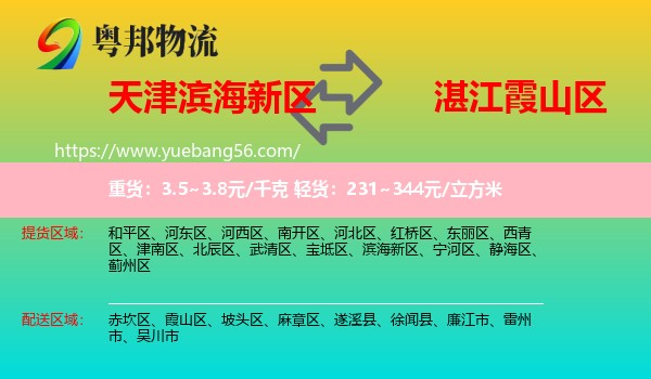 濱海新區(qū)到霞山區(qū)物流