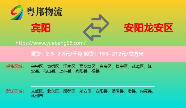 賓陽縣到龍安區(qū)物流