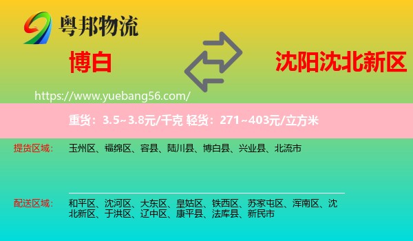 博白縣到沈北新區(qū)物流