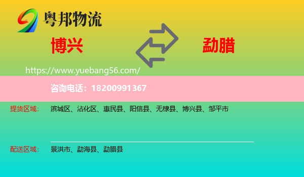 博興縣到勐臘縣物流