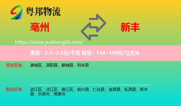 亳州到新豐縣物流