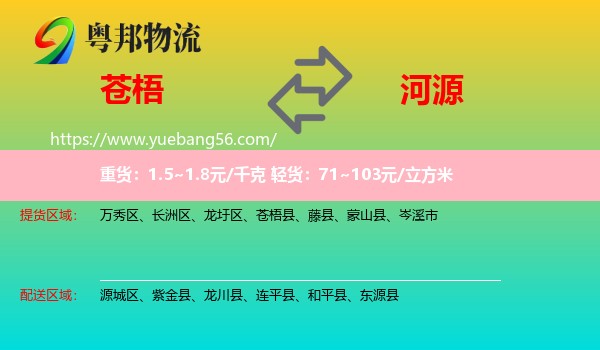 蒼梧縣到河源物流