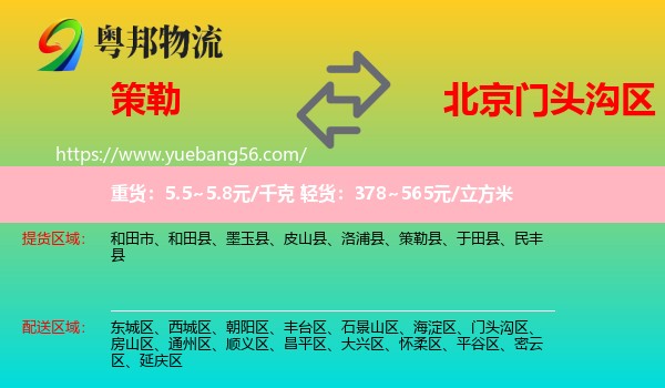 策勒縣到門頭溝區(qū)物流