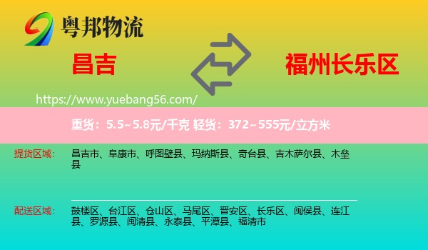 昌吉到長(zhǎng)樂(lè)區(qū)物流