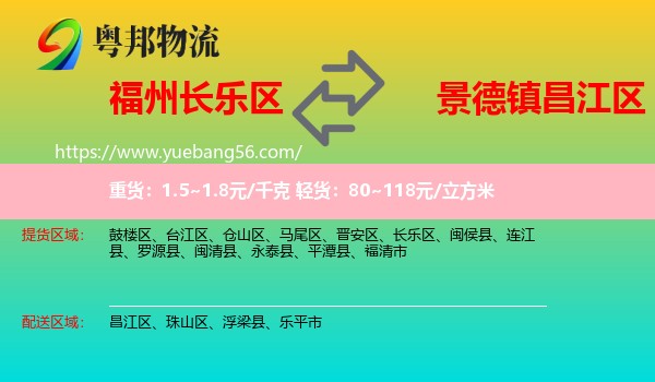 長樂區(qū)到昌江區(qū)物流