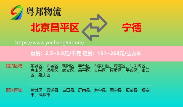 昌平區(qū)到寧德物流