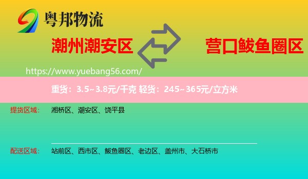 潮安區(qū)到鲅魚圈區(qū)物流