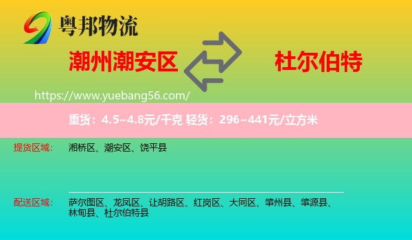 潮安區(qū)到杜爾伯特縣物流