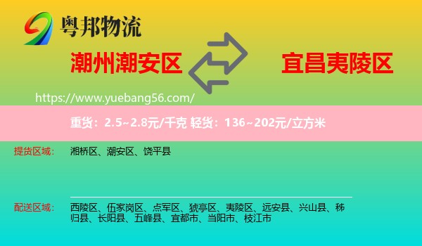 潮安區(qū)到夷陵區(qū)物流