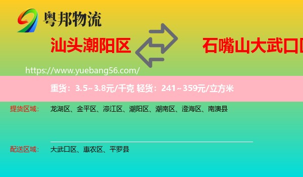 潮陽區(qū)到大武口區(qū)物流