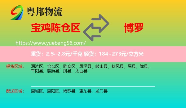 陳倉(cāng)區(qū)到博羅縣物流