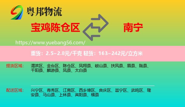 陳倉(cāng)區(qū)到南寧物流