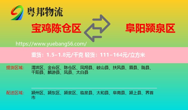 陳倉區(qū)到潁泉區(qū)物流