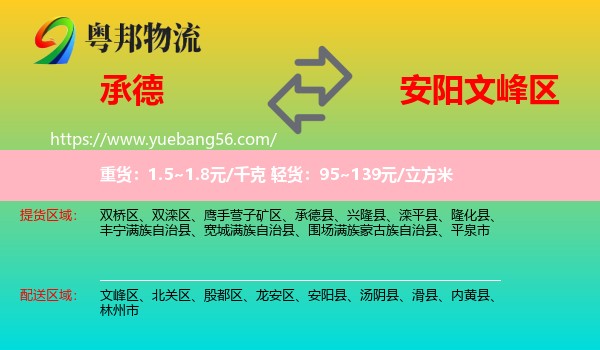 承德到文峰區(qū)物流