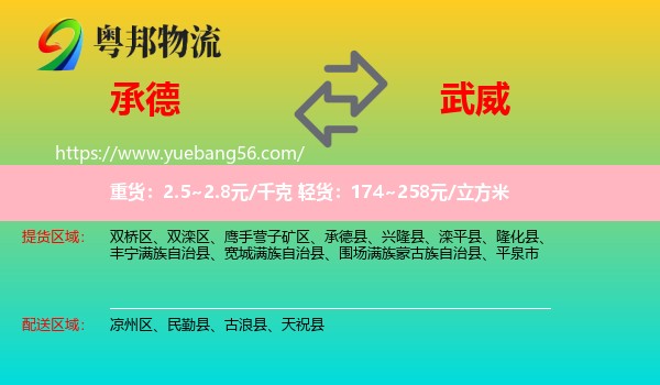 承德到武威物流