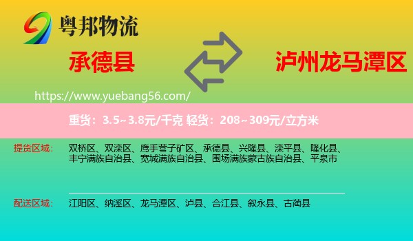 承德縣到龍馬潭區(qū)物流
