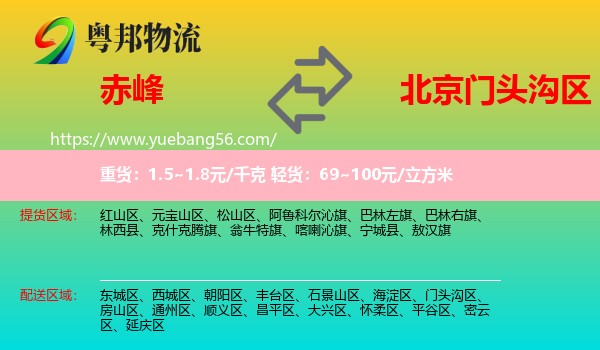 赤峰到門頭溝區(qū)物流