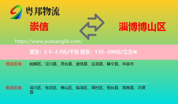 崇信縣到博山區(qū)物流
