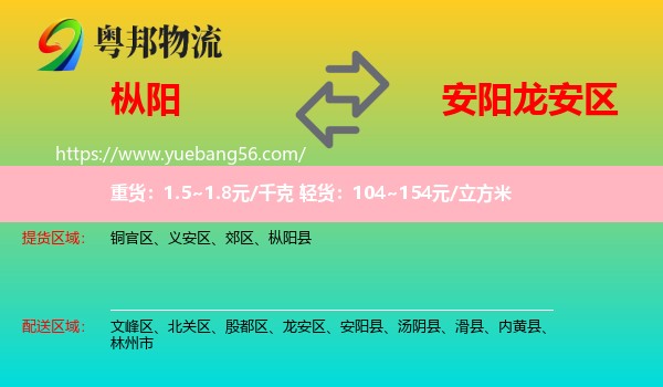 樅陽縣到龍安區(qū)物流