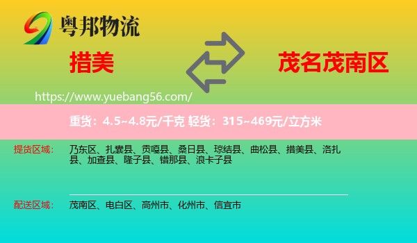 措美縣到茂南區(qū)物流
