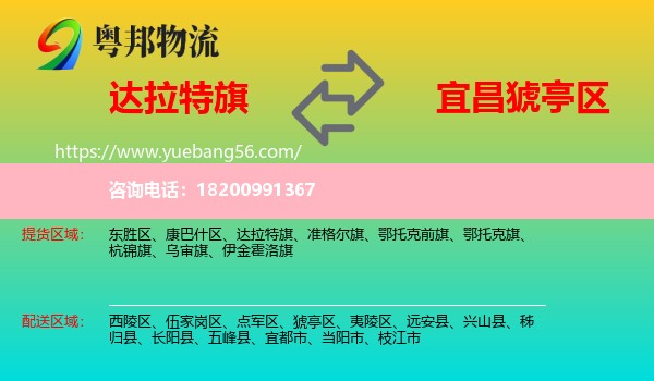 達(dá)拉特旗到猇亭區(qū)物流