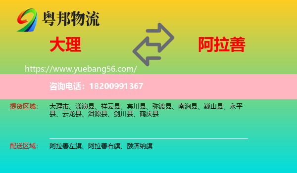 大理到阿拉善盟物流