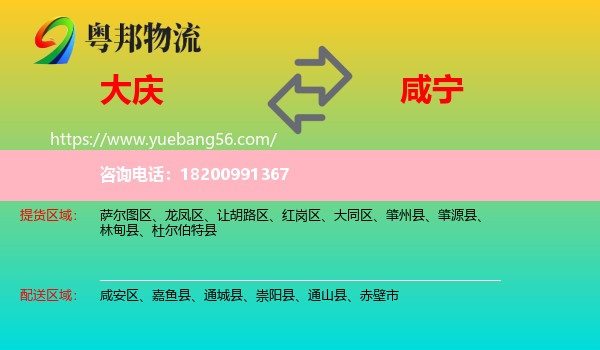 大慶到咸寧物流