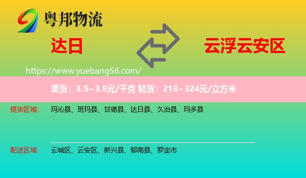 達(dá)日縣到云安區(qū)物流