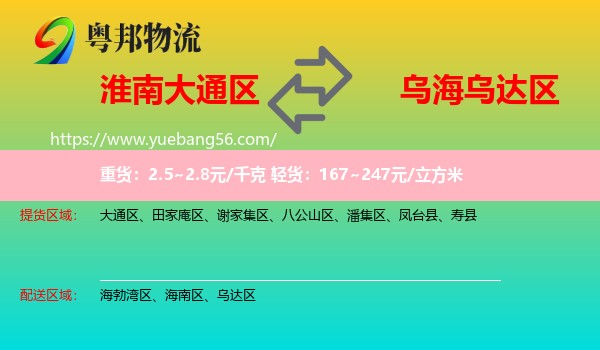 大通區(qū)到烏達(dá)區(qū)物流