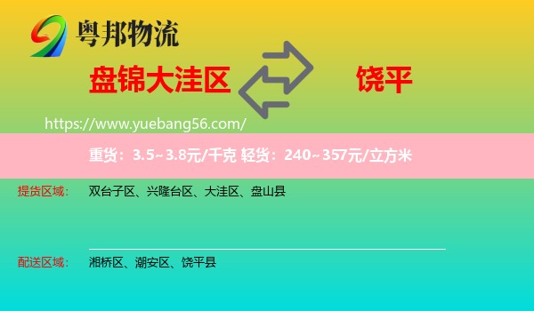 大洼區(qū)到饒平縣物流
