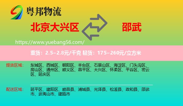 大興區(qū)到邵武市物流