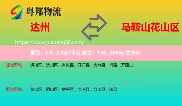 達(dá)州到花山區(qū)物流