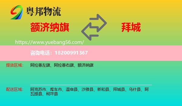 額濟(jì)納旗到拜城縣物流