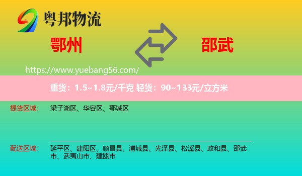 鄂州到邵武市物流