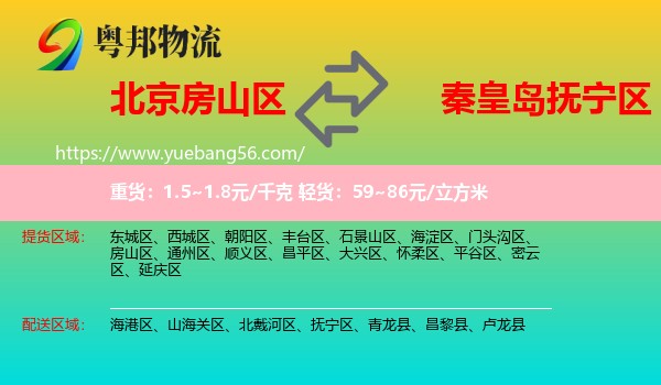 房山區(qū)到撫寧區(qū)物流