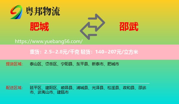 肥城市到邵武市物流