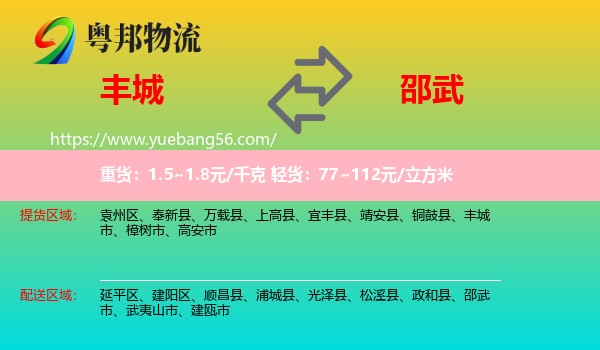 豐城市到邵武市物流